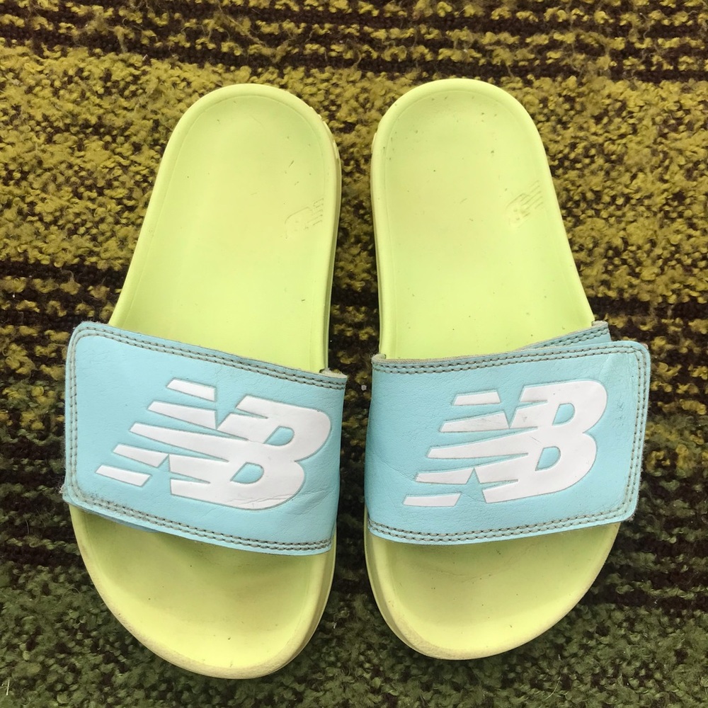 New Balance Kids Slide Sandals - Light Green and Blue